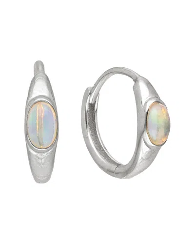 Tiramisu Silver 0.60 Ct. Tw. Ethiopian Opal Huggie Earrings In Gold