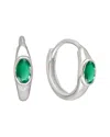 Tiramisu Silver 0.60 Ct. Tw. Green Onyx Huggie Earrings