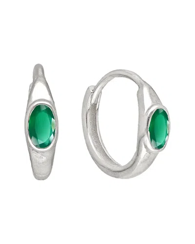 Tiramisu Silver 0.60 Ct. Tw. Green Onyx Huggie Earrings