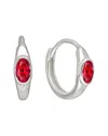 Tiramisu Silver 0.60 Ct. Tw. La-grown Ruby Huggie Earrings