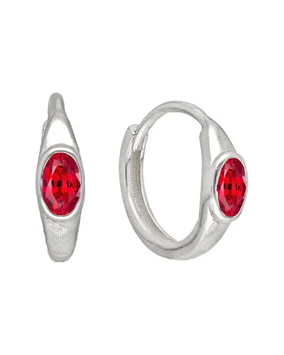 Tiramisu Silver 0.60 Ct. Tw. Lab-grown Ruby Huggie Earrings In Brown