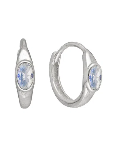Tiramisu Silver 0.60 Ct. Tw. Rainbow Moonstone Huggie Earrings In Gold