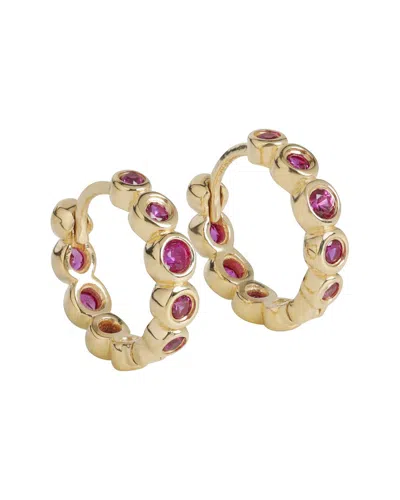 Tiramisu Silver 0.64 Ct. Tw. Lab-grown Ruby Hoops In Gold