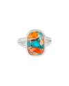 Tiramisu Silver 0.68 Ct. Tw. Oyster Copper Turquoise Ring