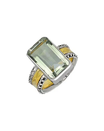 Tiramisu Silver 15.00 Ct. Tw. Green Amethyst Ring In Gold