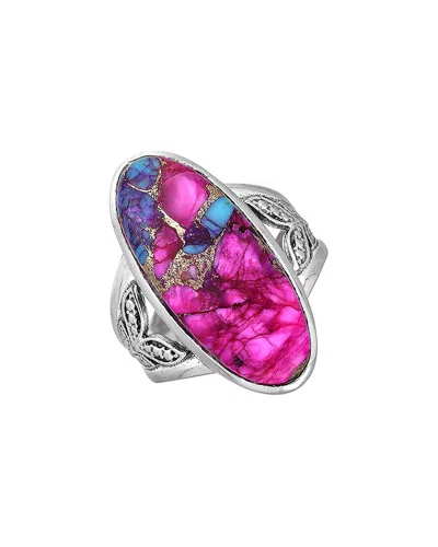 Tiramisu Silver 18.00 Ct. Tw. Pink Oyster Copper Turquoise Ring In Metallic