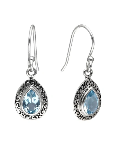 Tiramisu Silver 2.70 Ct. Tw. Blue Topaz Earrings In Metallic
