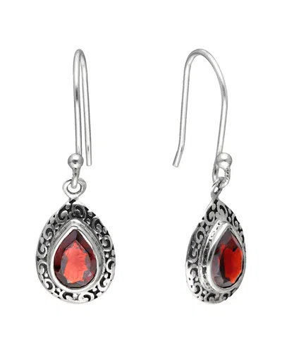 Tiramisu 925 Sterling Silver Garnet Dangle Earrings In Red