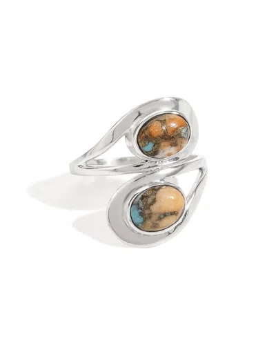 Tiramisu Silver 2.00 Ct. Tw. Oyster Copper Turquoise Bypass Ring
