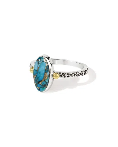 Tiramisu Silver 2.10 Ct. Tw. Blue Copper Turquoise Statement Ring