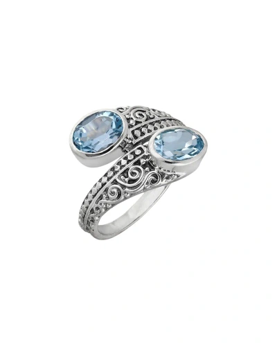 Tiramisu Silver 3.00 Ct. Tw. Blue Topaz Ring In Metallic