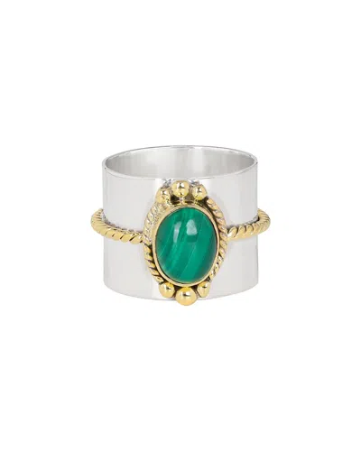 Tiramisu Silver 3.00 Ct. Tw. Malachite Ring