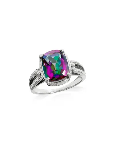 Tiramisu 925 Sterling Silver Mystic Spectrum Feather Band Mystic Quartz Ring In Metallic