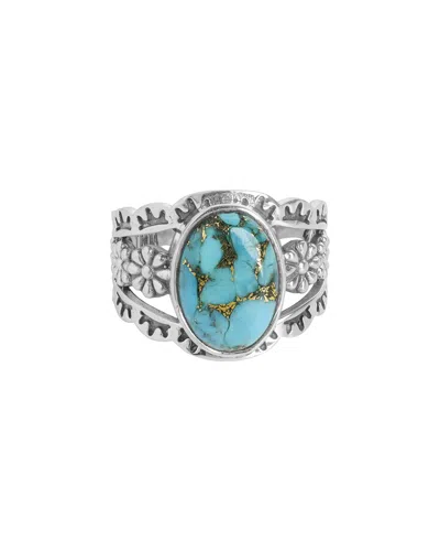 Tiramisu Silver 4.00 Ct. Tw. Blue Copper Turquoise Ring In Metallic