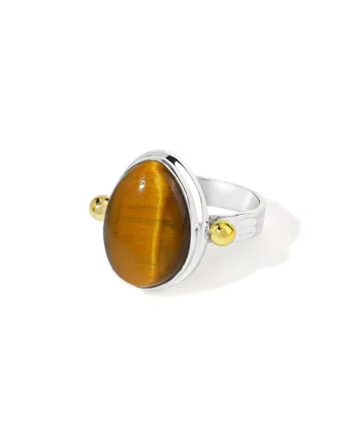 Tiramisu Silver 5.05 Ct. Tw. Tiger Eye Statement Ring In Brown