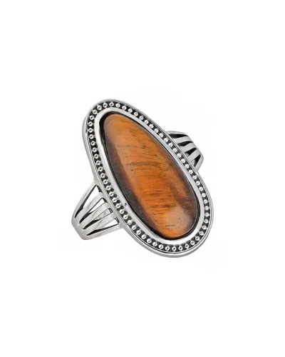 Tiramisu Silver 5.70 Ct. Tw. Tiger Eye Ring In Brown