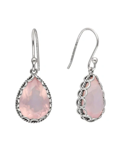 Tiramisu Silver 8.70 Ct. Tw. Rose Quartz Earrings In Pink