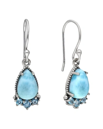 Tiramisu Silver Gemstone Earrings In Blue