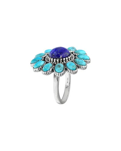 Tiramisu Silver Gemstone Ring In Blue