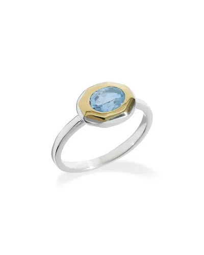 Tiramisu Silver Plated 0.90 Ct. Tw. Blue Topaz Solitaire Ring In Metallic
