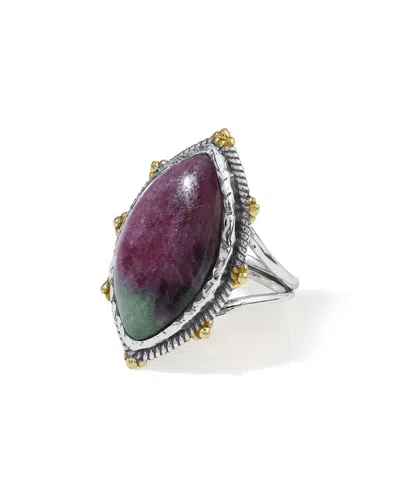 Tiramisu Silver Plated 12.56 Ct. Tw. Ruby Zoisite Statement Ring In Metallic