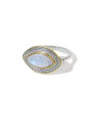 Tiramisu Silver Plated 3.10 Ct. Tw. Rainbow Moonstone Statement Ring In Transparent