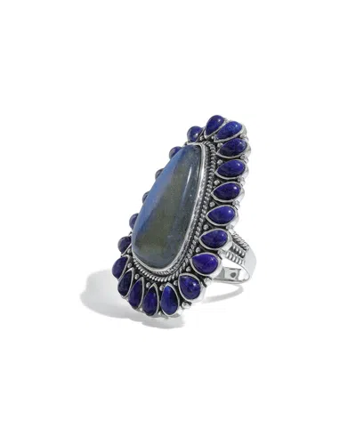 Tiramisu Silver Plated 31.40 Ct. Tw. Gemstone Statement Ring In Blue