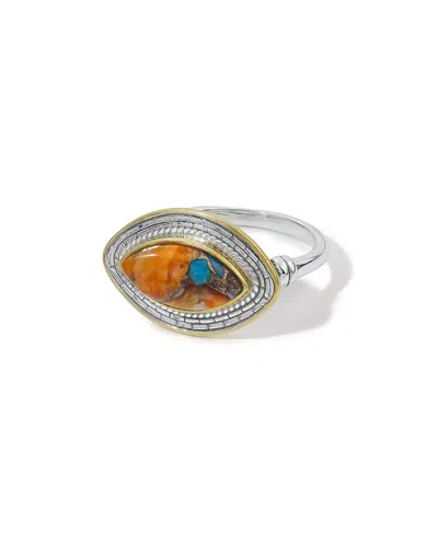 Tiramisu Silver Plated 3.33 Ct. Tw. Oyster Copper Turquoise Statement Ring In Metallic