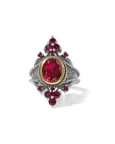 Tiramisu Silver Plated 4.84 Ct. Tw. Lab-grown Ruby Statement Ring In Red