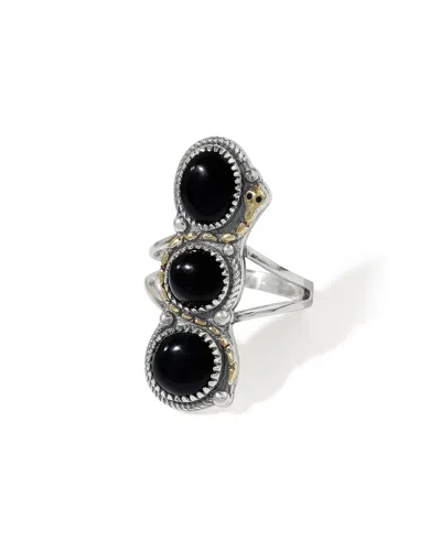 Tiramisu Silver Plated 5.65 Ct. Tw. Black Onyx Statement Ring