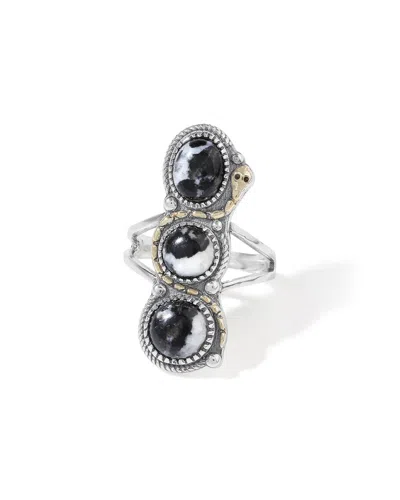 Tiramisu Silver Plated 6.40 Ct. Tw. Zebra Jasper Statement Ring In Metallic