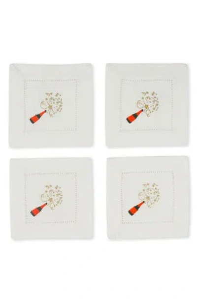 TIRAMISU TIRAMISU SIP & SPARKLE EMBROIDERED LINEN COCKTAIL NAPKINS