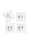 Tiramisu Skeleton Crew Embroidered Linen Cocktail Napkins In White