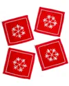 Tiramisu Snowflake Sparkle Embroidered Cocktail Napkins In Red