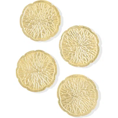 Tiramisu Solstice Set Of 4 Coasters In Gold