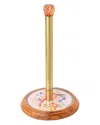 Tiramisu Songbird Garden Enamel Paper Towel Holder In Gold
