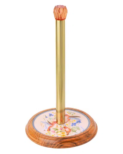 Tiramisu Songbird Garden Enamel Paper Towel Holder In Gold