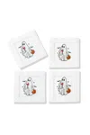 Tiramisu Spirited Sips Embroidered Linen Cocktail Napkins In White