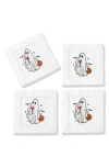Tiramisu Spirited Sips Embroidered Linen Cocktail Napkins In White
