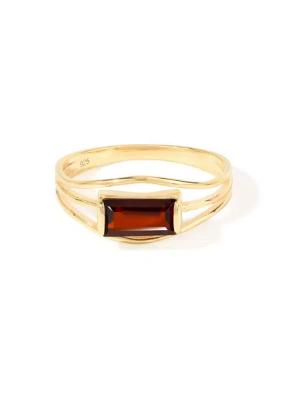Tiramisu Split-shank 14k Gold Plated Over 925 Sterling Silver Garnet Ring