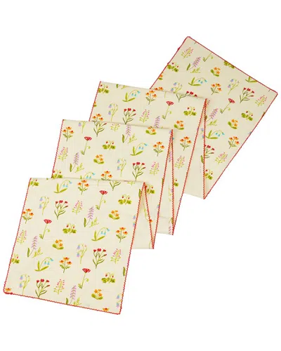 Tiramisu Spring Palette Block Print Cotton Table Runner In Neutral