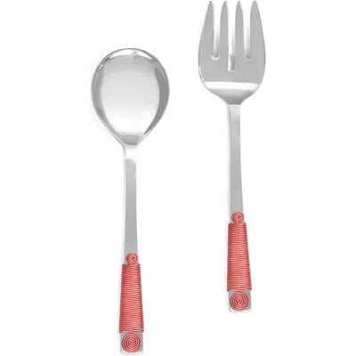 Tiramisu Stainless Steel Salad Servers In Red