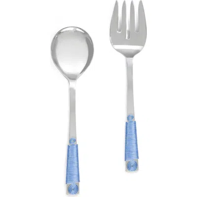 Tiramisu Stainless Steel Salad Servers In Blue