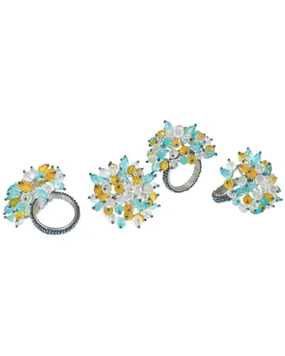 Tiramisu Sunny Blooms Napkin Rings In Green