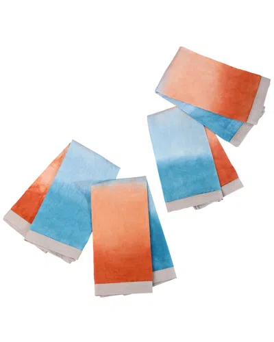 Tiramisu Sunset Horizon Tie-dye Napkin Set In Multi