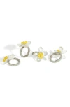 Tiramisu Sunshine Medley 4-pack Napkin Rings In White/yellow