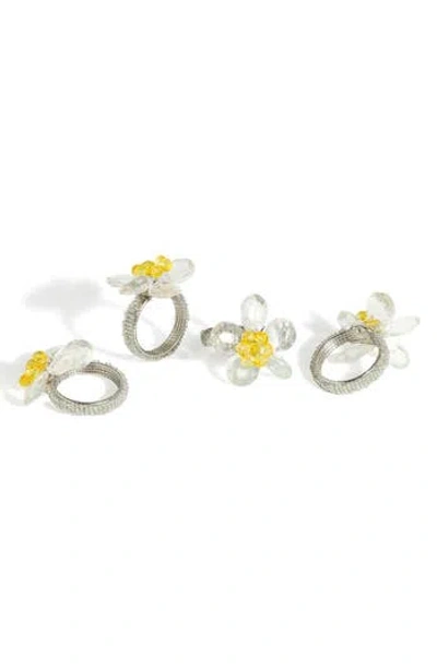 Tiramisu Sunshine Medley 4-pack Napkin Rings In White/yellow