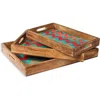 Tiramisu Sunshine Springs 3-piece Decorative Trays In Blue/red