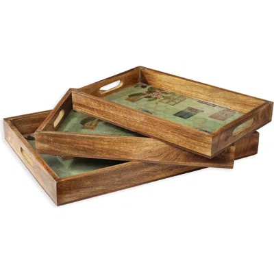Tiramisu Sunshine Springs 3-piece Decorative Trays In Brown