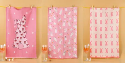 Tiramisu Sweet Bunny Kitchen Towel Set In Pink